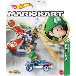 Hot Wheels Pojazd Mario Kart Baby Luigi Sneeker
