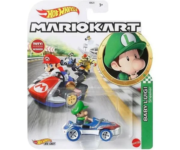 Hot Wheels Pojazd Mario Kart Baby Luigi Sneeker