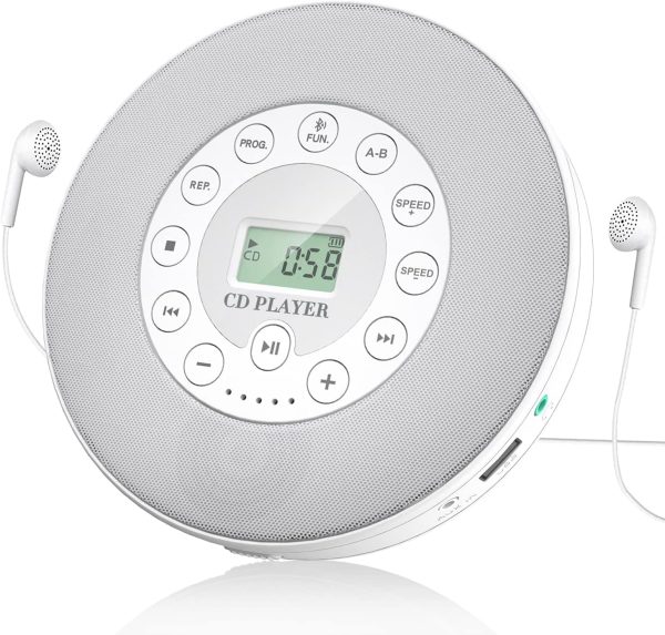 Przenośny odtwarzacz CD z Bluetooth, do samochodu/podróży, domowy boombox z głośnikiem stereo i wyświetlaczem LCD