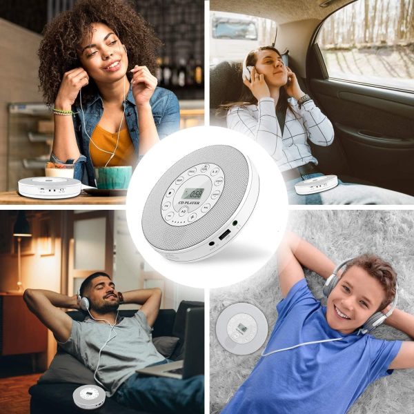 Przenośny odtwarzacz CD z Bluetooth, do samochodu/podróży, domowy boombox z głośnikiem stereo i wyświetlaczem LCD - obrazek 2