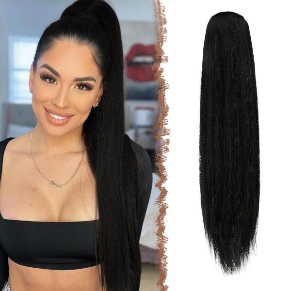 FESHFEN Naturalne Syntetyczne Włosy  Natural Black 70cm