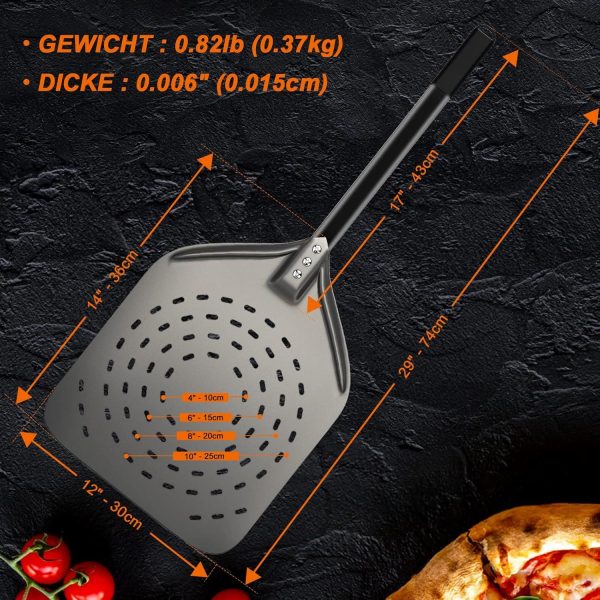 Łopata do pizzy z silikonowym uchwytem, do pieczenia chleba, 30 x 35 cm - obrazek 2