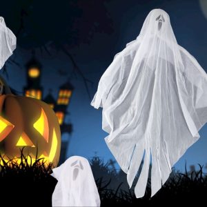 Dekoracja Halloween wisząca ozdoba duch szkielet zjawa 65cm