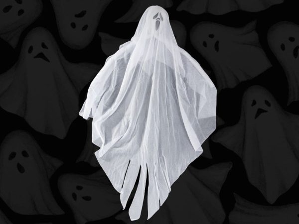 Dekoracja Halloween wisząca ozdoba duch szkielet zjawa 65cm - obrazek 3