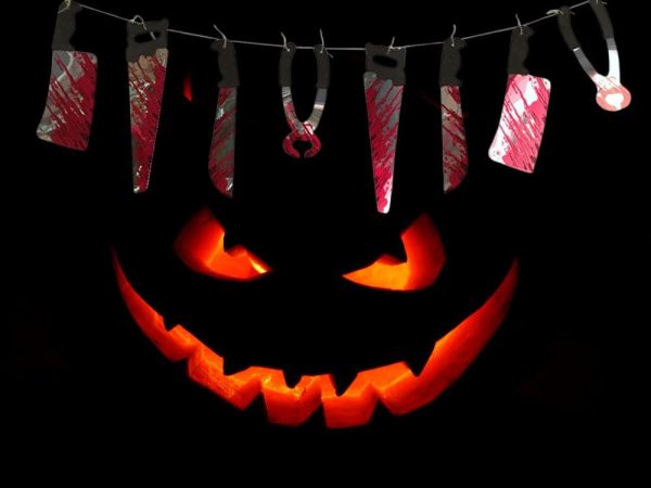 Girlanda Halloween 2m noże narzędzia tasak zakrwawione