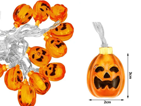 Lampki 10 led wiszące dynie Halloween 200cm świecąca dekoracja - obrazek 3