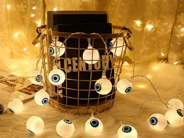 Lampki 10 led wiszące oczy Halloween 200cm świecąca dekoracja - obrazek 4