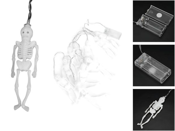 Łańcuch świetlny girlanda led Halloween 2m 10 szkieletów wisząca - obrazek 5