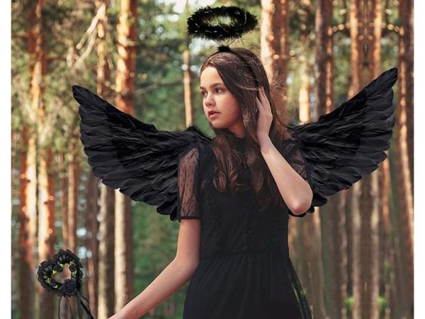 Skrzydła anioła z piór strój bajkowy przebranie na Halloween - obrazek 4