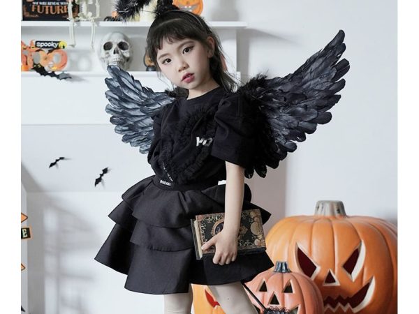 Skrzydła anioła z piór strój bajkowy przebranie na Halloween - obrazek 3