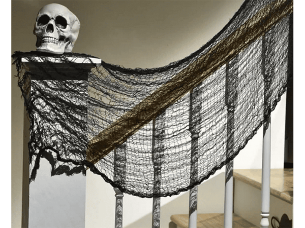 Sztuczna duża pajęczyna czarna halloween dekoracja 2 sztuki - obrazek 3