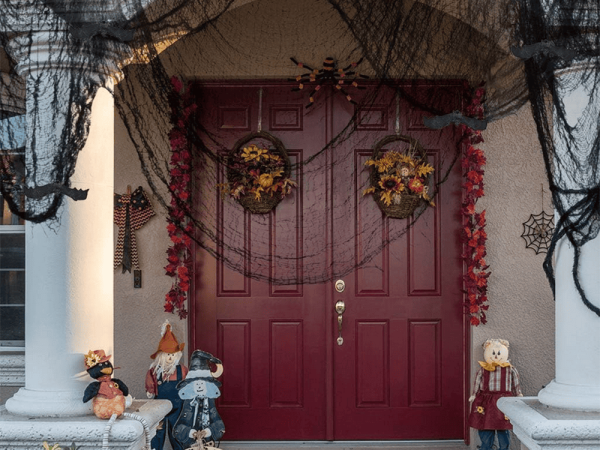 Sztuczna duża pajęczyna czarna halloween dekoracja 2 sztuki - obrazek 2