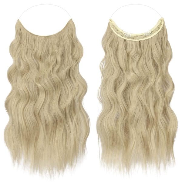 FESHFEN  przedłużanie włosów, popielaty blond, syntetyczne, 40 cm - obrazek 3
