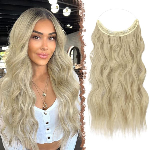FESHFEN  przedłużanie włosów, popielaty blond, syntetyczne, 40 cm