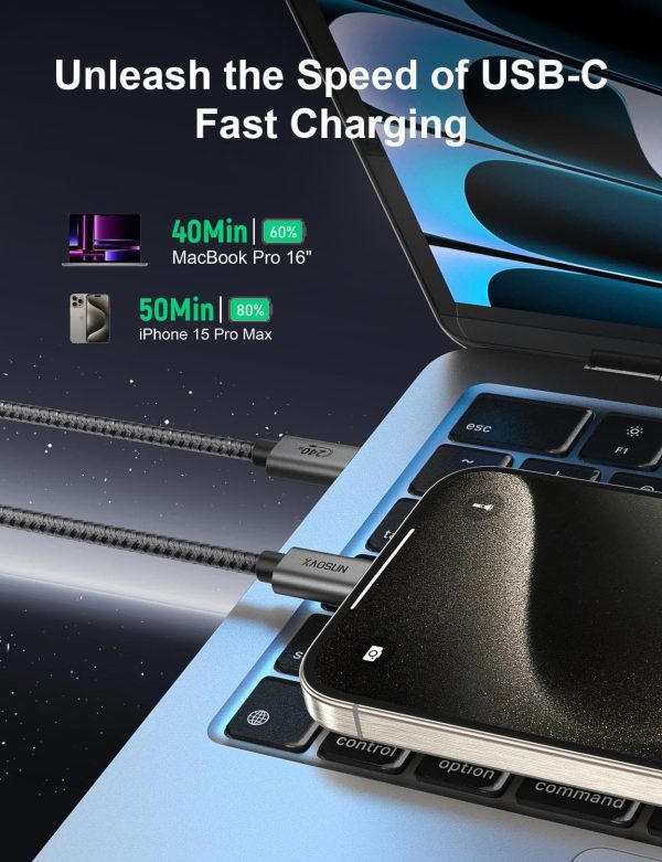 XAOSUN 240 W kabel USB C na USB C, do szybkiego ładowania 1m - obrazek 3