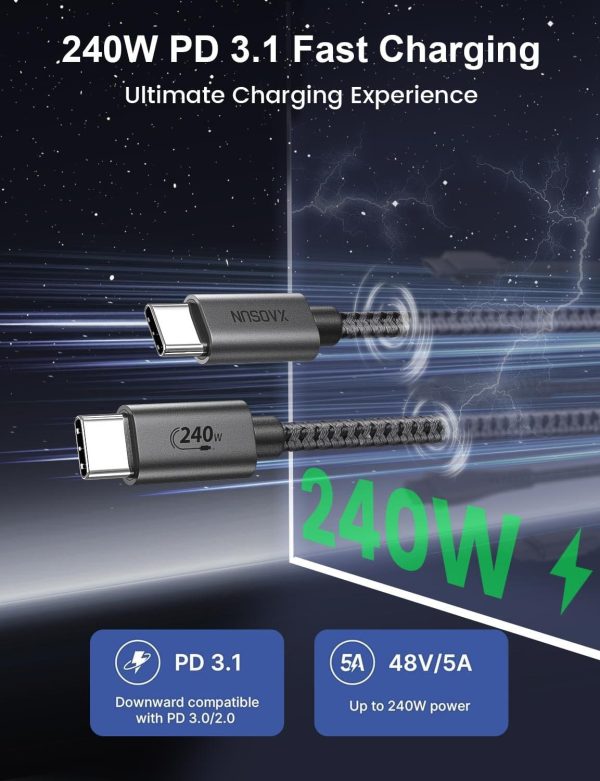 XAOSUN 240 W kabel USB C na USB C, do szybkiego ładowania 1m - obrazek 2