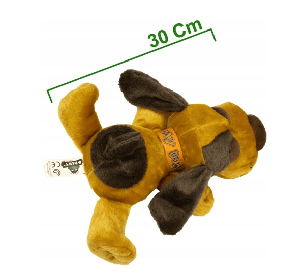 Piesek leżący – maskotka pluszak przytulanka brązowy 30 cm - obrazek 2