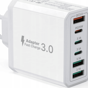 Ładowarka sieciowa PD 40W 6 portów QC 3.0 3xUSB C + 3xUSB-C