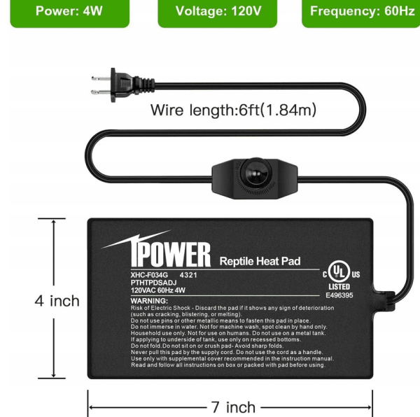 iPower mata grzewcza do terrarium dla gadów z Regulacją Temperatury bez opakowania