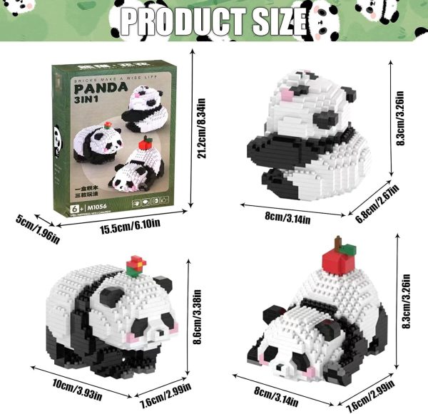 3 w 1 Panda zestaw klocków zaciskowych mini zwierzęta, prezent dla dorosłych, dzieci - obrazek 5