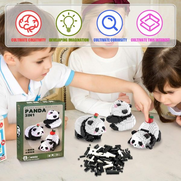 3 w 1 Panda zestaw klocków zaciskowych mini zwierzęta, prezent dla dorosłych, dzieci - obrazek 4
