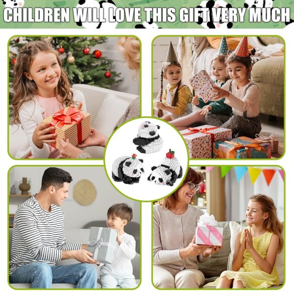 3 w 1 Panda zestaw klocków zaciskowych mini zwierzęta, prezent dla dorosłych, dzieci - obrazek 3