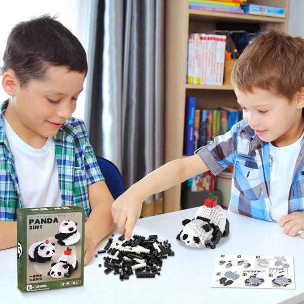 3 w 1 Panda zestaw klocków zaciskowych mini zwierzęta, prezent dla dorosłych, dzieci - obrazek 2