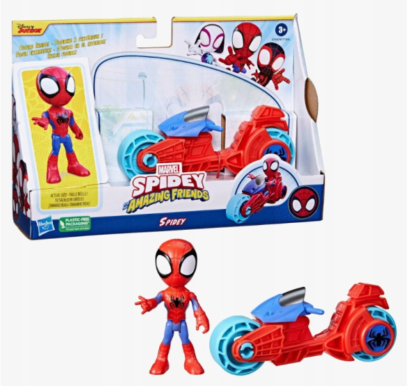 SPIDERMAN SPIDEY I SUPER PRZYJACIELE Figurka + Motocykl MARVEL Hasbro