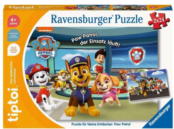 RavensburgerPuzzle 00135 dla małych dzieci: Paw Patrol,2w1
