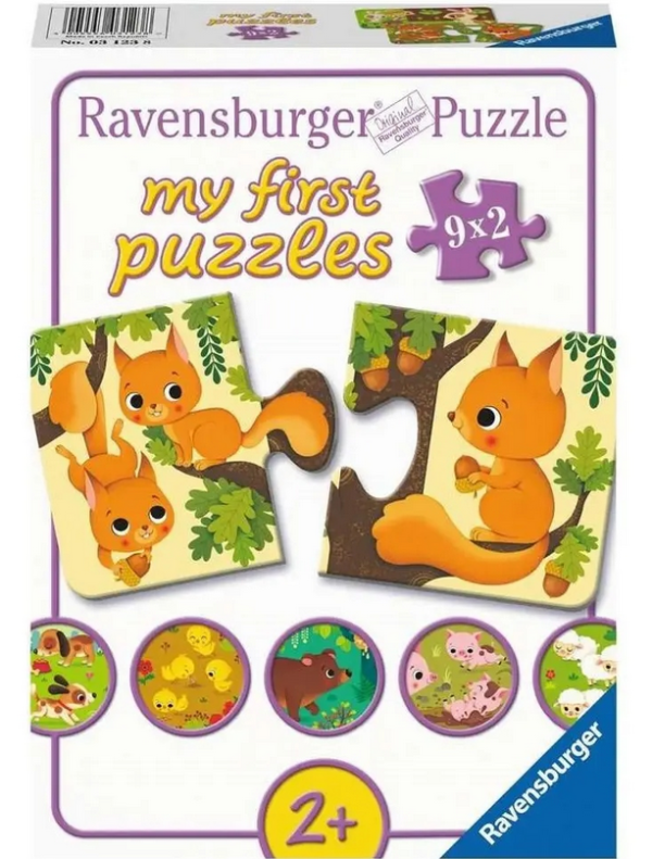 RAVENSBURGER Moje pierwsze puzzle Zwierzęta i młode 9x2 elementy