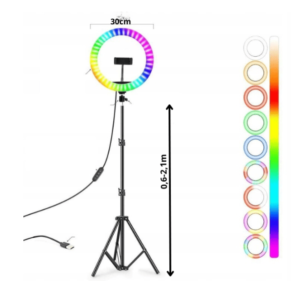 LAMPA PIERŚCIENIOWA STATYW 12 RGB (30) - do Streamingu - Streaming -Youtube - obrazek 5
