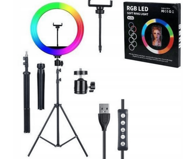 LAMPA PIERŚCIENIOWA STATYW 12 RGB (30) - do Streamingu - Streaming -Youtube