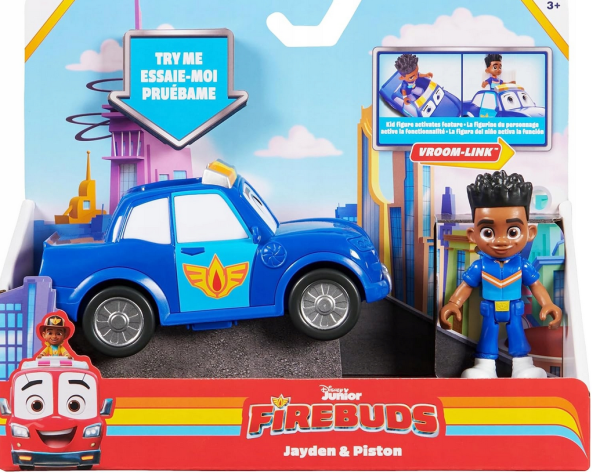 Auto Policyjne Straż Ekipa Firebuds Jayden & Piston + Figurka Disney