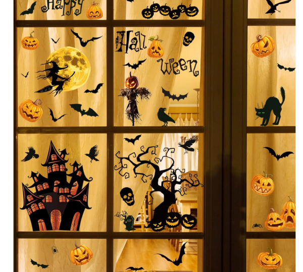 naklejki ścienne, dekoracja na Halloween, nietoperze czaszki, naklejki dyni - obrazek 4