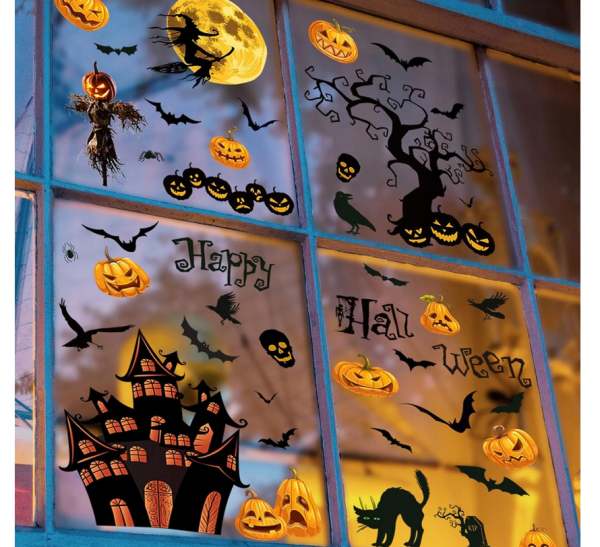 naklejki ścienne, dekoracja na Halloween, nietoperze czaszki, naklejki dyni - obrazek 5