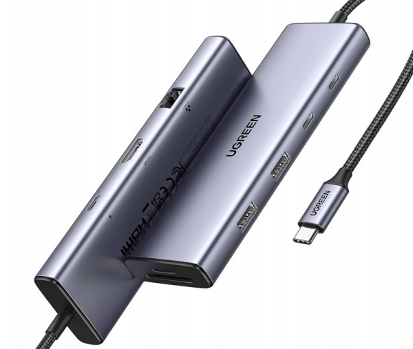 9w1 Adapter 9in1 UGREEN USB C Hub 4k HDMI 100W Ethernet SD/TF Card Slot - obrazek 2