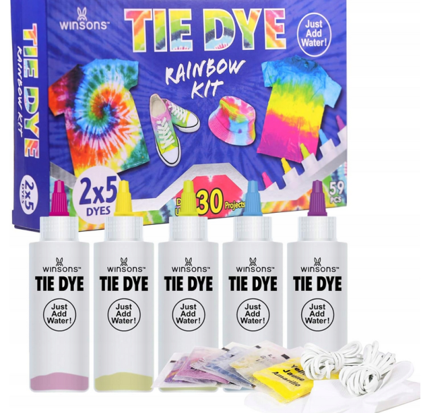 WINSONS Farby tekstylne Zestaw 5 trwałych kolorów barwienie metodą tie-dye