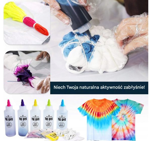 WINSONS Farby tekstylne Zestaw 5 trwałych kolorów barwienie metodą tie-dye - obrazek 5