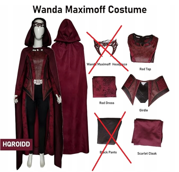 Damski kostium Wanda Maximoff Scarlet Red Witch Crown Cosplay roz. L - obrazek 2
