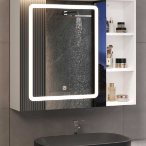 Szafka z toaletowa z lustrem 70 cm z oświetleniem LED Regulowana półka