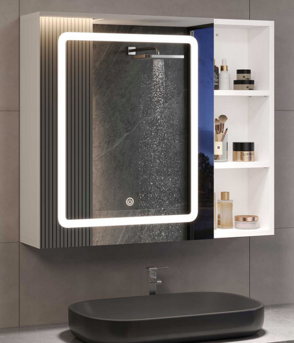 Szafka z toaletowa z lustrem 70 cm z oświetleniem LED Regulowana półka