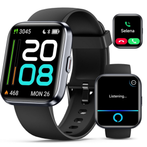 SMARTWATCH QUICAN ID208 PLUS CZARNY ALEXA WYKONWYANIE POŁĄCZEŃ IOS
