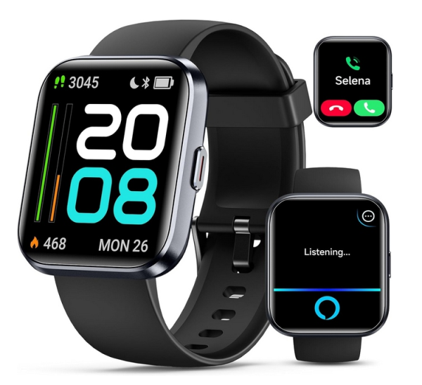 SMARTWATCH QUICAN ID208 PLUS CZARNY ALEXA WYKONWYANIE POŁĄCZEŃ IOS