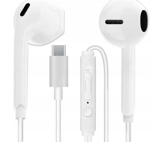 Słuchawki douszne przewodowe MAS CARNEY USB-C z mikrofonem TH6 Białe