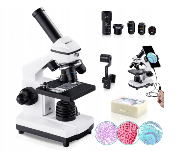 Mikroskop biologiczny z akcesoriami BEBANG 100X-2000X dla uczniów - obrazek 2