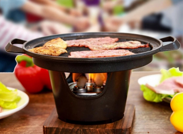 Mini BBQ Grill Japoński, przenośny, antyadhezyjny, na węgiel drzewny