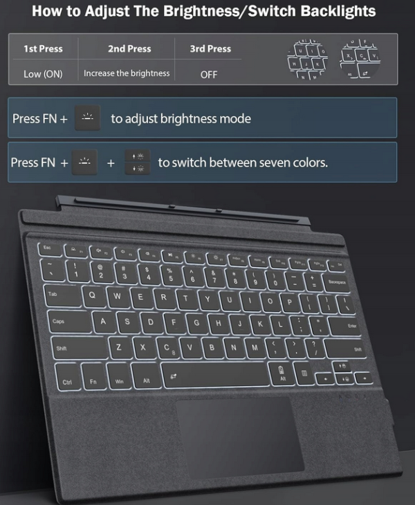 KLAWIATURA BLUETOOTH DO MICROSOFT SURFACE PRO 7+ / 7 / 6 / 5 / 4 / 3 AZERTY - obrazek 3