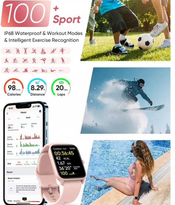 Smartwatch dla kobiet Fitpolo ID208P zielony wbudowana Alexa - obrazek 3