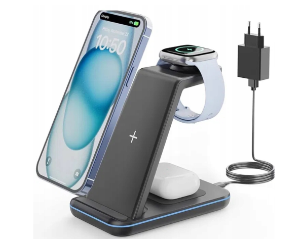 Ładowarka bezprzewodowa, 3 w 1 Stacja ładująca do iPhone GEEKERA