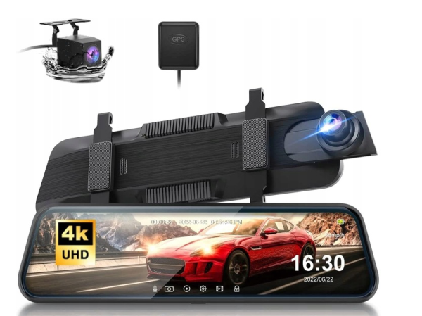 4K Car Dvr Mirror Dash Cam Ekran dotykowy z dwoma obiektywami